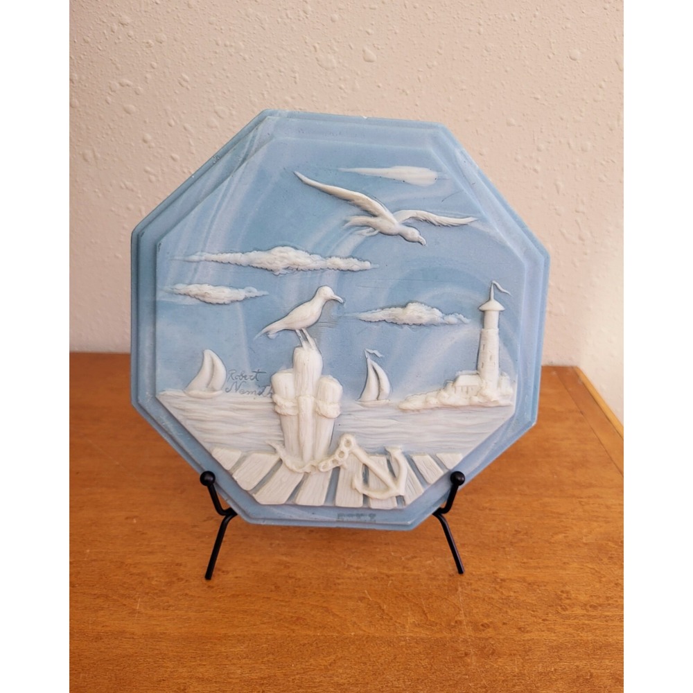 VTG ROBERT NEMITH Intl Designs Signed Incoley Stone Wall Plaque Art Decor 7.5" - Picture 2 of 7